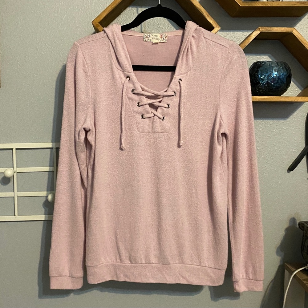 Pink Republic Blush Lace-up Hoodie